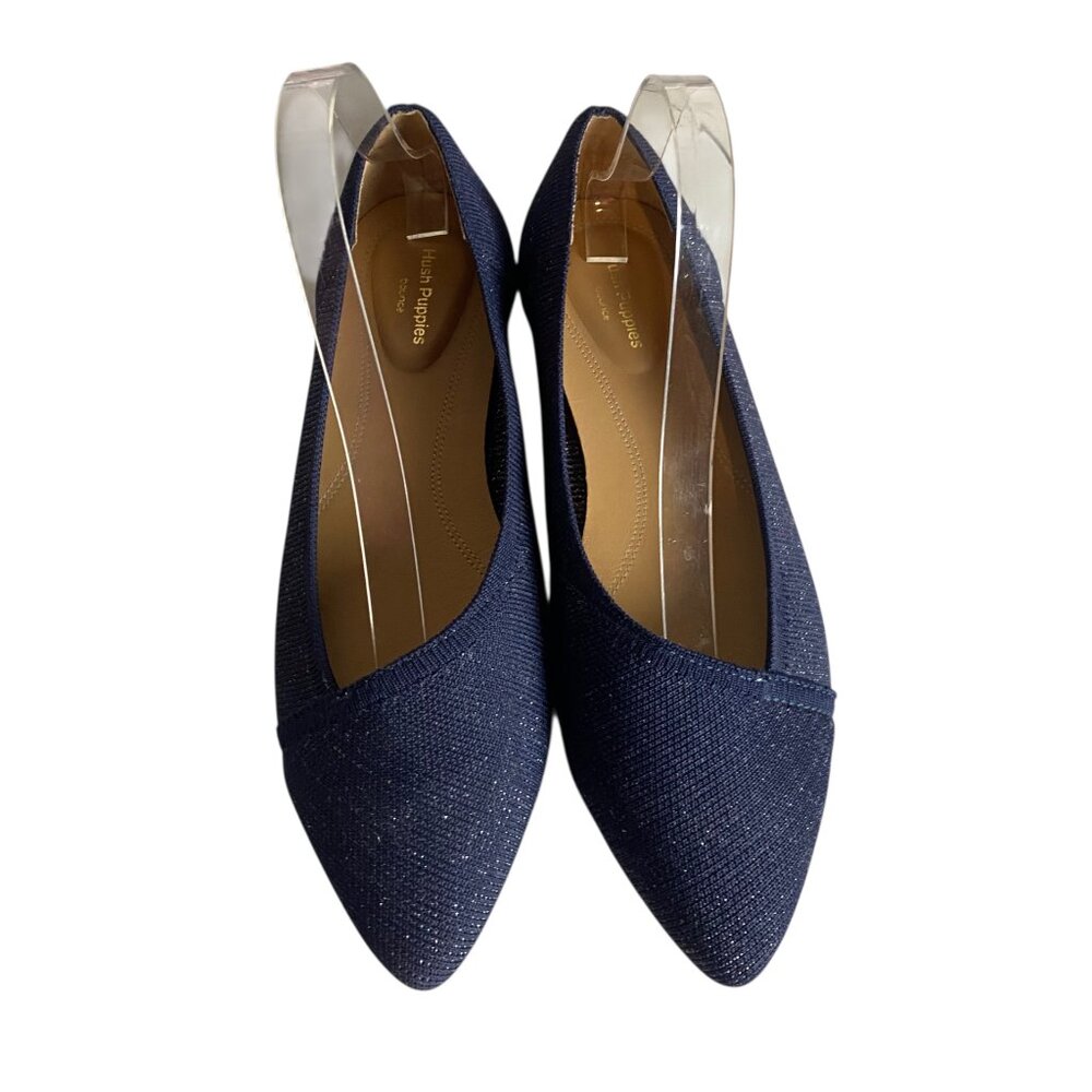 Hush Puppies Bounce Shoes Size 8.5 Sadie Knit Ballet Flat Navy Blue Metallic - Picture 2 of 9